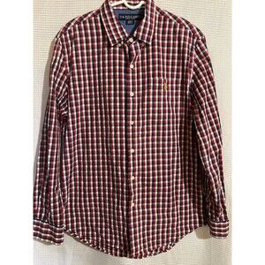 U S. POLO ASSN Men's Long Sleeve Button Down Red White Blue Size Medium Preowned